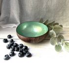 Silver Leaf Coloured Lacquer Coconut Bowls (Vintage)