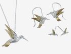Silver and Golden Hummingbird Drop Earrings