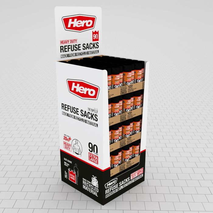 Hero 12 Bin Liners Quarter Pallet Display Spring Fair 2025