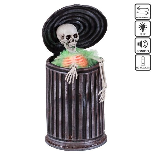 Animated Trash Can with a Skeleton Out