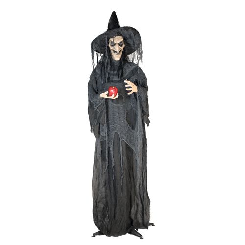 Head turnning standing witch w/apple halloween animatronics