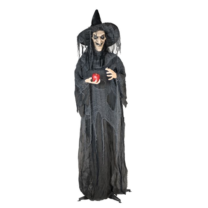 Head turnning standing witch w/apple halloween animatronics
