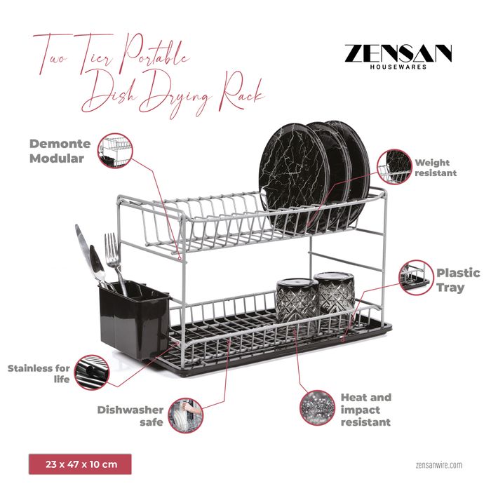 TWO TIER PORTABLE DISH DRYING RACK (50CM)
