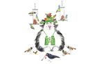 Birdwatching cat greeting card