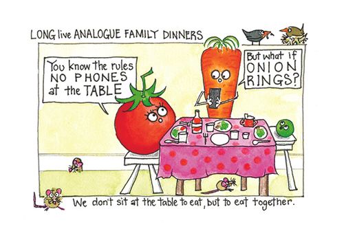 No phones at the table Funny family greeting card