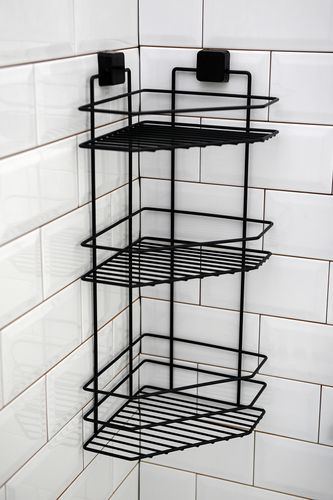 THREE TIER BATH CORNER SHELF SQUARE