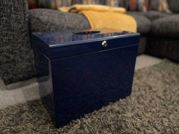 Metal Coloured File Boxes. Made in UK.