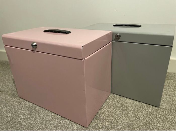 UK made Metal File Boxes Assorted Colours