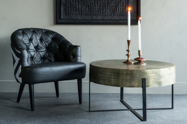 Santa Cruz Etched Brass Finish Coffee Table
