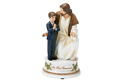 Musical First Communion Jesus with Boy Figure