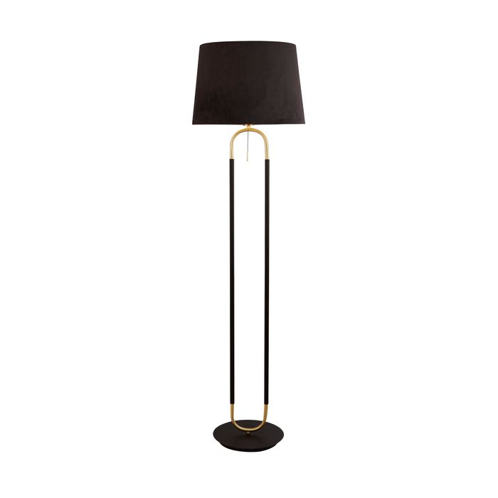 Jazz Floor Lamp - Black, Satin Brass Metal & Black Velvet