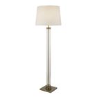 Pedestal Floor Lamp - Antique Brass, Glass & Cream Fabric