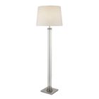 Pedestal Floor Lamp - Satin Silver, Glass & Cream Fabric