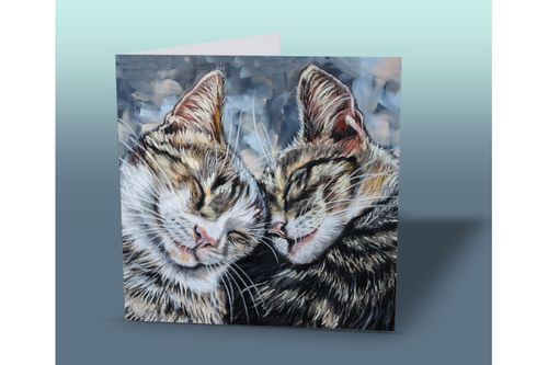 Cuddling Tabby Cats Greeting Card