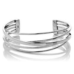 Sterling Silver Flattened Band Cuff Bangle