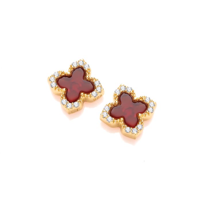 Silver Gold Red Mother of Pearl Vintage Style Clover Earrings Spring Fair 2025