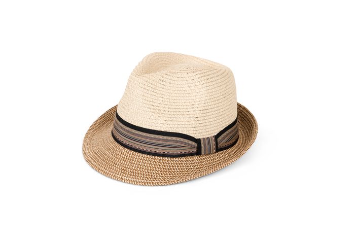 S509S & L- Men's straw trilby with detail band