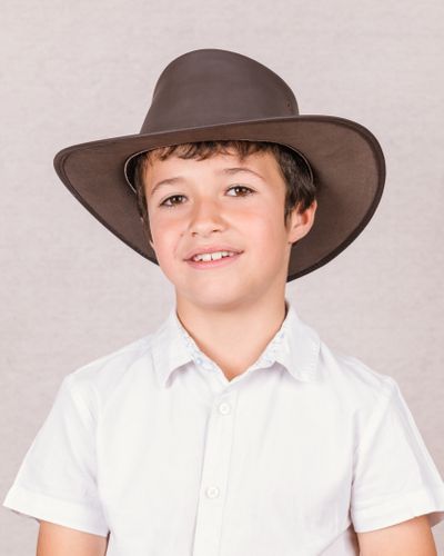 CAK-61 Kids unisex brown leather aussie hat