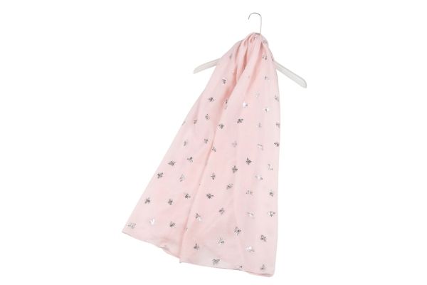 Silver Bee Print Scarf - Baby Pink