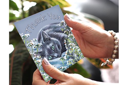 Russian Blue Cat Thank You Card