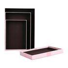 Set of 3 Rigid Gift Box, Baby Pink Box with Lid, Brown Interior and Satin Decorative Ribbon