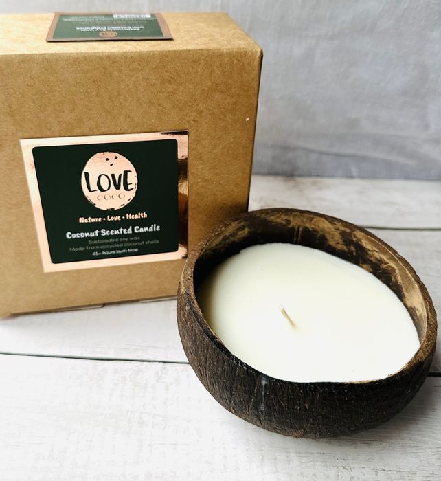 Coconut Shell Tea Light Holders and Sustainable Soy Wax Coconut Candle
