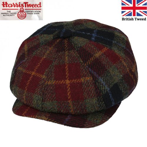 Gladwin Bond Harris Tweed Wool Newsboy Cap - Burgundy