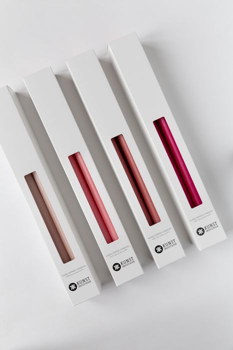 Throughout coloured, dipped candles