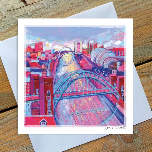 Newcastle in Pink - Greetings Card