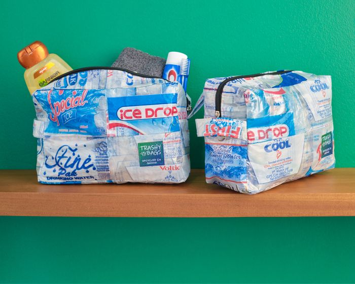 Upcycled Wash / Cosmetic / Toiletry Bag (Plastic Outer)