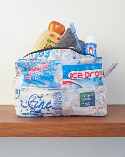 Upcycled Wash / Cosmetic / Toiletry Bag (Plastic Outer)
