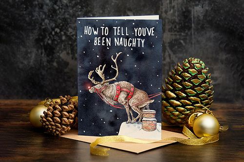 Naughty Reindeer Christmas Card
