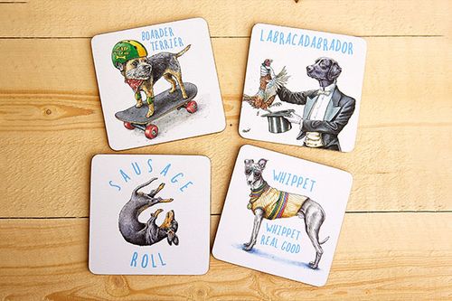 Mixed Dog Coasters Set