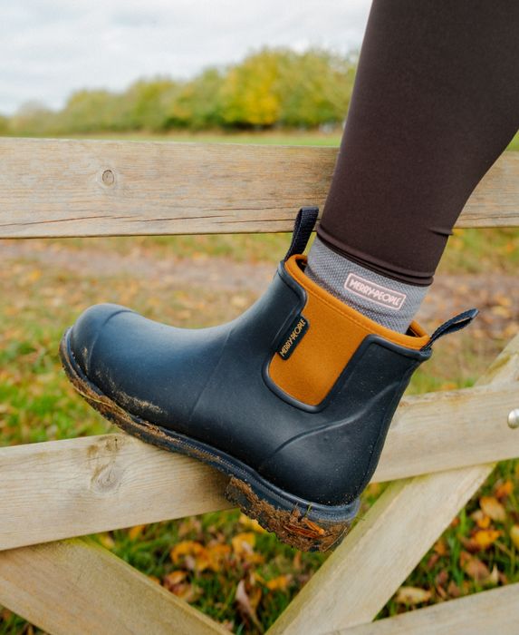 Bobbi // Oxford Tan & Blue Ankle Wellington Boot