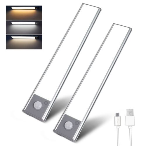 Under Cabinet Lights with Motion Sensor USB Rechargeable Tri-Tone Temperture Control 6500K/4200K/3000K LED (Pack of 2)