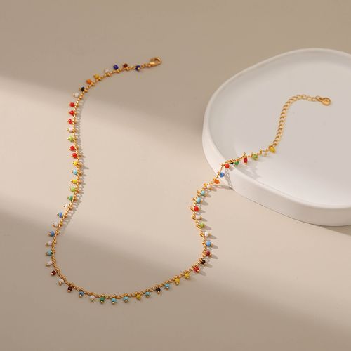 Rainbow Bead Chain Necklace