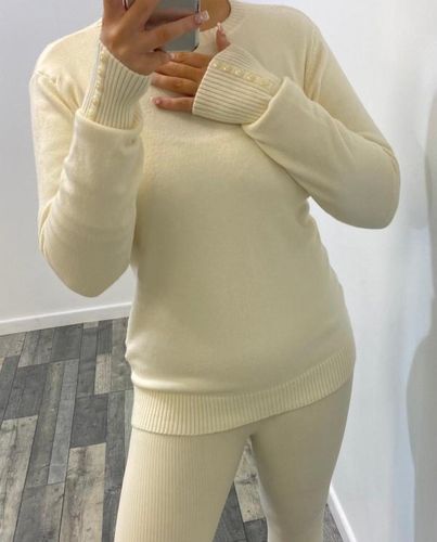 Button Cuff Soft Knit Jumper