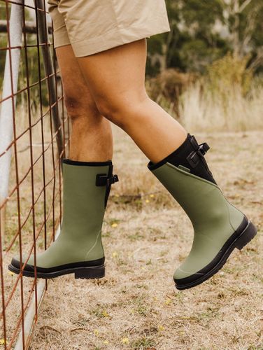 Darcy // Moss Green Mid-Calf Wellington Boot