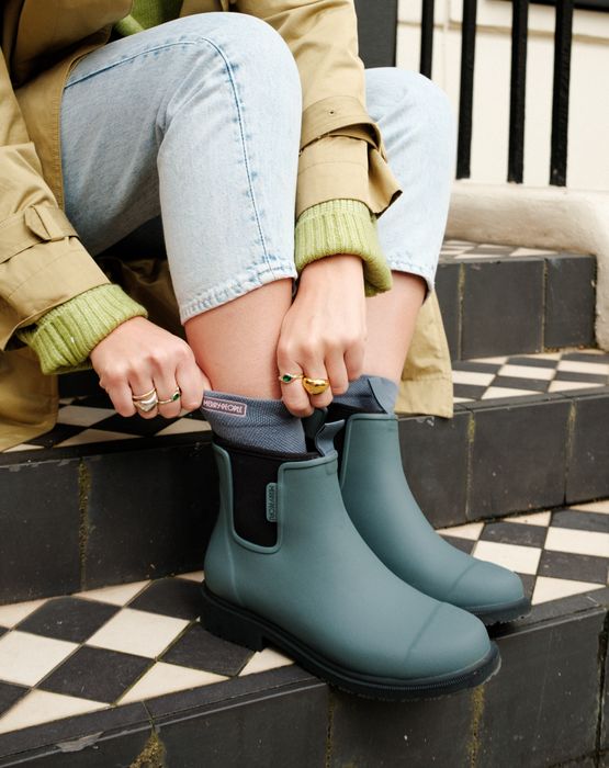 Gray ankle rain boots online