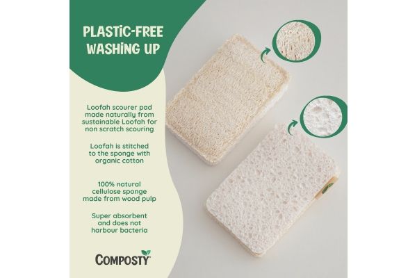 Composty® | All-in-One Loofah Scourer Eco Sponges | Compostable | Sustainable | Plastic Free