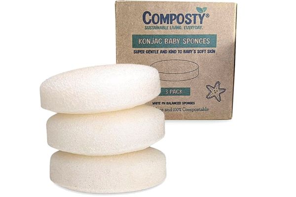Composty® | Konjac Baby Bath Sponges | 3 Pack | The Softest Baby Sponge | Sustainable | Compostable | Plastic-Free