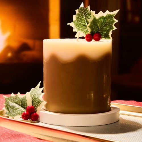 Christmas Pudding Medium Luxury Botanical Candle - Apple, Cherry and Vanilla