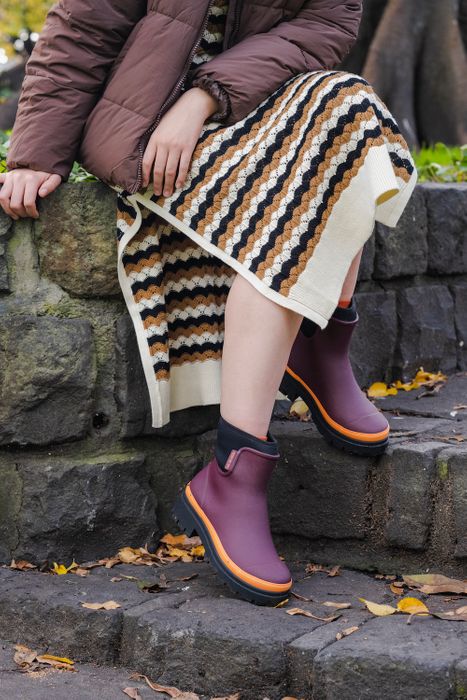 Tully Plum Neon Orange Ankle Wellington Boot Spring Fair 2025