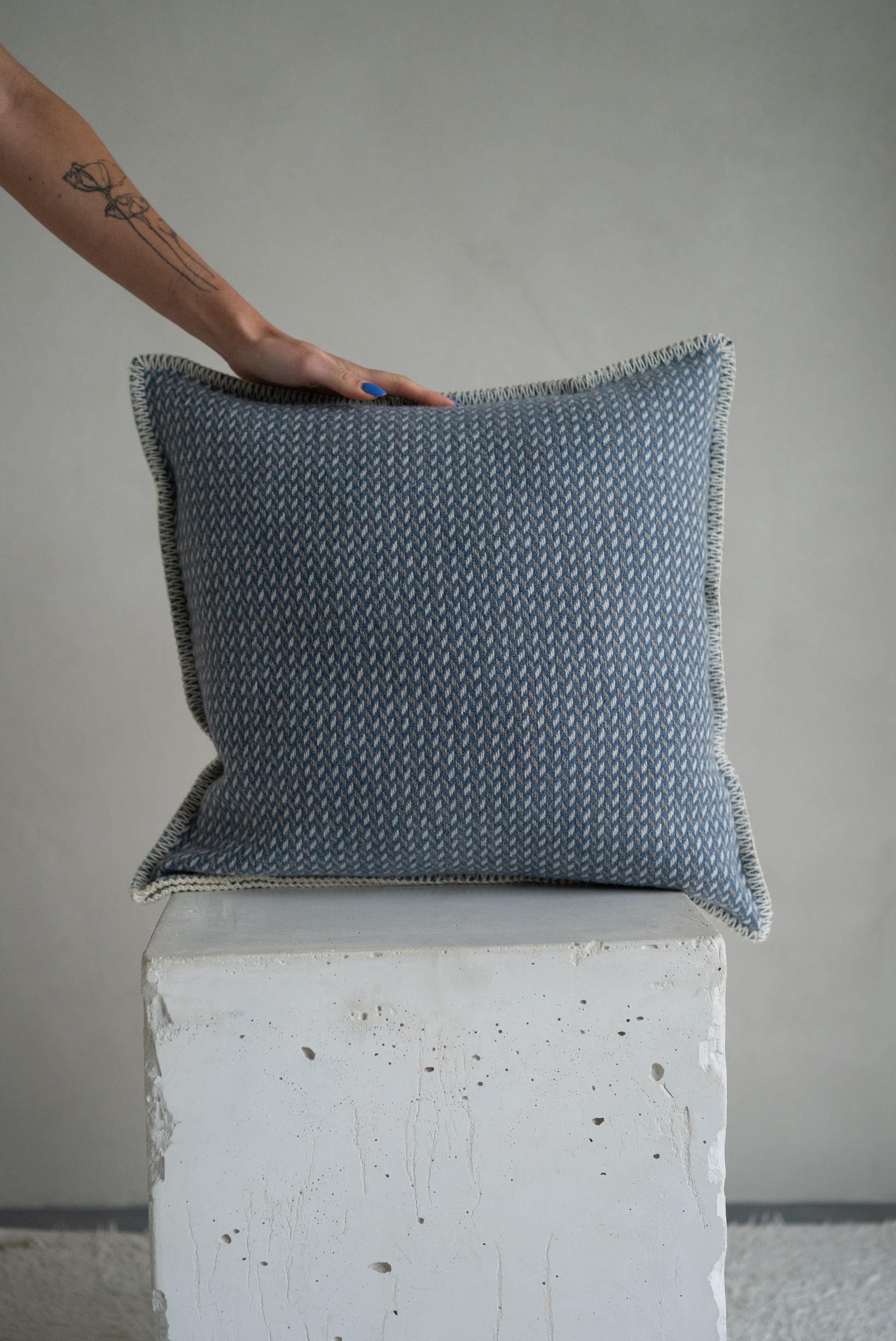 Dakota Pure New Wool Denim Blue Throw Blanket