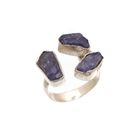 Triple Rough Tanzanite gemstone ring in 925 Sterling Silver