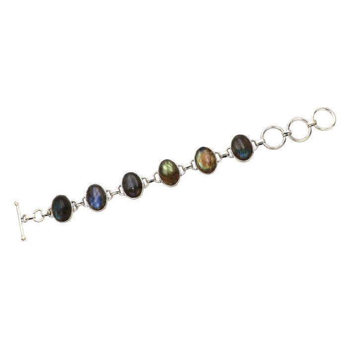 Natural Labradorite Bracelet in Sterling Silver