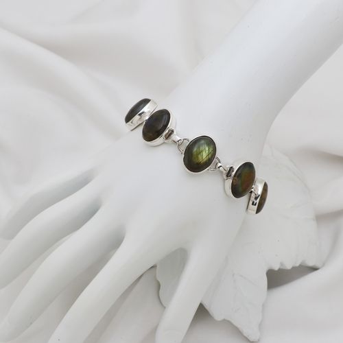 Natural Labradorite Bracelet in Sterling Silver