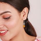 Natural Amber Dangle Earring in Sterling Silver