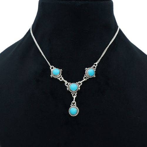 Natural Turquoise Necklace in 925 Sterling Silver