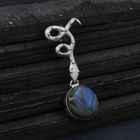 Natural Labradorite Snake Pendant in 925 Sterling Silver